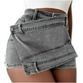thumbnail image 1 of JNGSA Women's Mini Denim Skirts Short Jean Skirt High Waist Irregular Slimming Denim Culottes With Shorts Skirt Summer Trendy Gray, 1 of 6