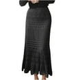 thumbnail image 1 of JNGSA Women's Plus Size Knitted Skirt High Waisted Loose Cutout Skirts Croetch Wrap Bodycon Skirt Elegant Maxi Skirt Black, 1 of 3