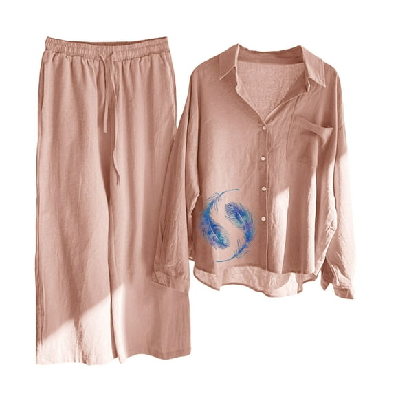 JNGSA Women's Plus Size Pajama Sets Long Sleeve Pocket Button Up Sleepwear 2 Piece Soft Pjs Lounge Sets