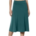 thumbnail image 1 of JNGSA Women's Ruched High Waist Knee Length Jersey A-Line Stretchy Flared Casual Midi Skirt, 1 of 6