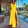 thumbnail image 1 of JNGSA Women's Sleeveless Dress Backless Spilt Maxi Dress and Underwear Soild Color Suit Casual Summer Beach Boho Vacation Outfits Yellow 10, 1 of 6