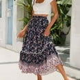 thumbnail image 1 of JNGSA Women's Summer Maxi Skirt Floral High Waist Long Loose Dress Bohemian Flowy A-Line Skirts Vacation Skirts for Women Dark Blue, 1 of 8