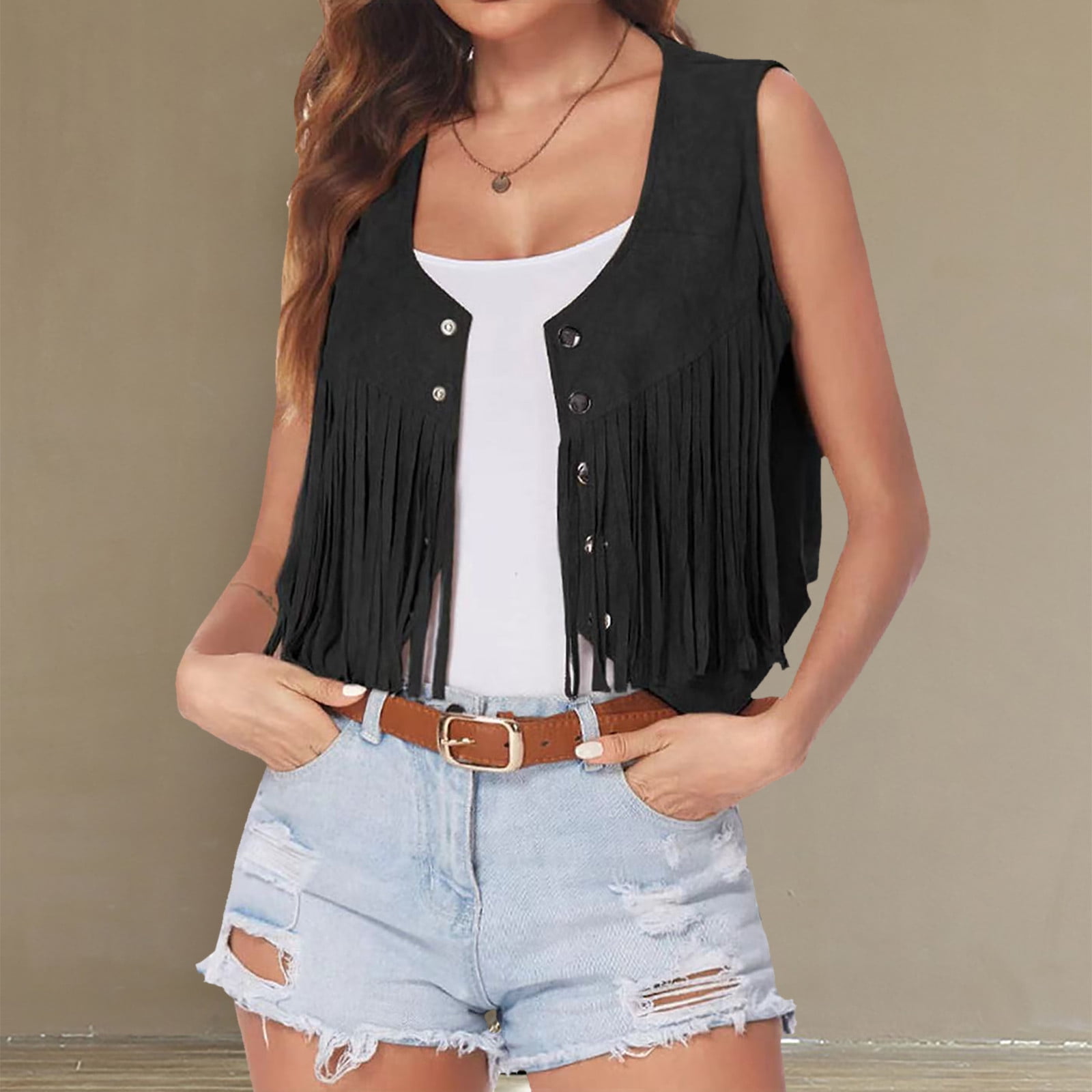 Sleeveless tassel jacket Outlet