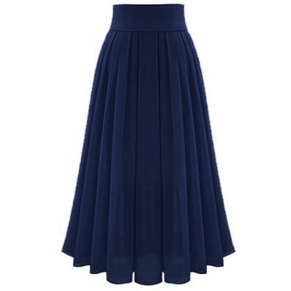 JNGSA Womens Chiffon Retro Maxi Skirt Beach Ankle Length Skirt High Waist Lace-up Bodycon Long Skirt Summer Elastic Skirts for Formal Party Navy