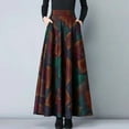 thumbnail image 1 of JNGSA Womens Long Skirts, Womens Woolen Plaid Skirt Winter Mid Length High Waisted Pleated Skirt Swing Long Skirt, 1 of 8