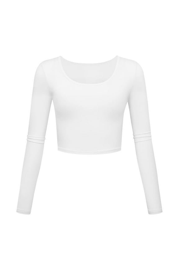 Womens Long Sleeve Shirts, Crop Tops for Women Slim Fitted Tops Casual Fall Fashion Teen Girl Clothes