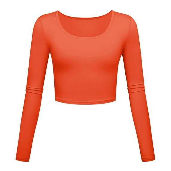 JNGSA Womens Long Sleeve Shirts, Crop Tops for Women Slim Fitted Tops Casual Fall Fashion Teen Girl Clothes