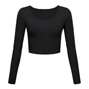 JNGSA Womens Long Sleeve Shirts, Crop Tops for Women Slim Fitted Tops Casual Fall Fashion Teen Girl Clothes
