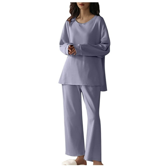 JNGSA Womens Loungewear Set, Womens 2 Piece Lounge Set Spring Pjs Set Long Sleeve Tops and Pants Pajamas Set Loungewear