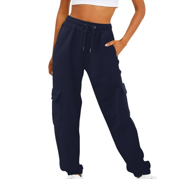 JNGSA Womens Tie Waist Sweatpants with Pockets High Waist Athletic Fit Jogger Pants Lounge Trousers