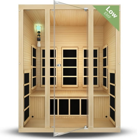 JNH Lifestyles Joyous 3-Person Hemlock Far Infrared Sauna with Low EMF