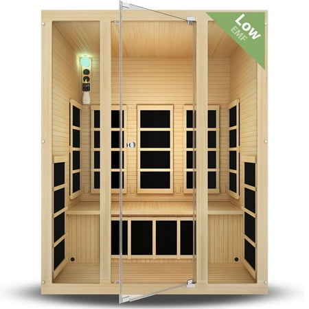 JNH Lifestyles Joyous 3-Person Hemlock Far Infrared Sauna with Low EMF