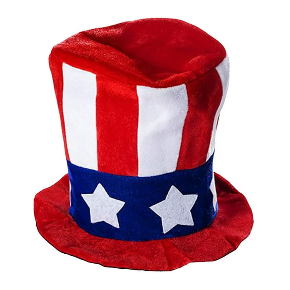JNHKLASR 4th of July Patriotic top Hat,Red Blue White Flag Star Cap,Headpiece Women Party Hat for Independence Day,Festival,Dress Up Birthday,Party Supplies