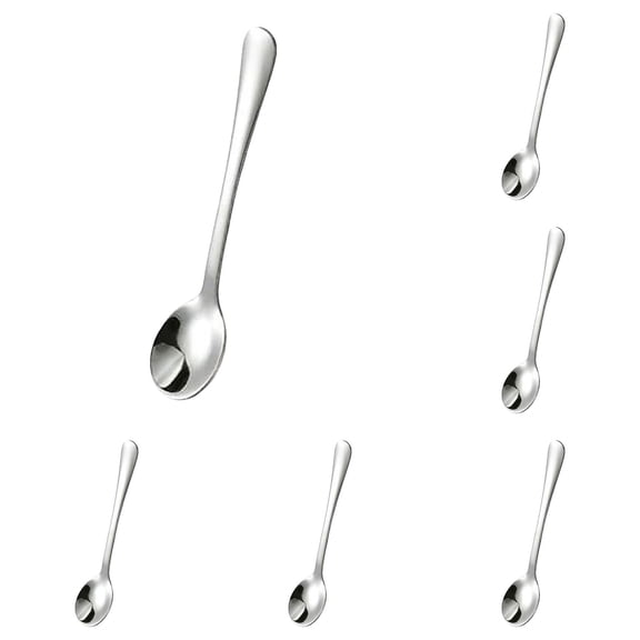 JNHKLASR 6PCS FoodGrade Stainless Steel Spoons,Mini 3 Inches Cute Small,Modern Silver Spoons for Stirring,Coffee,Tea,Dessert,Milk, Matcha Latte,Milk