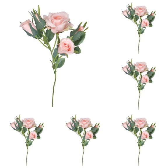 JNHKLASR 6PCS Realistic Rose,Five Headed Flower,16.93Inch,Flower Bunches with Leaves for Table, Centerpiece, Wedding, Home Decor
