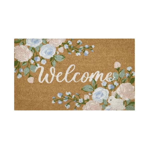 JNHKLASR Spring Welcome Front Door Mat,Coir Doormat with AntiSlip Backing, Indoor Outdoor Welcome Easter Mats for Entryway, Porch, Durable Coconut Fiber Mat, Natural Home Decor