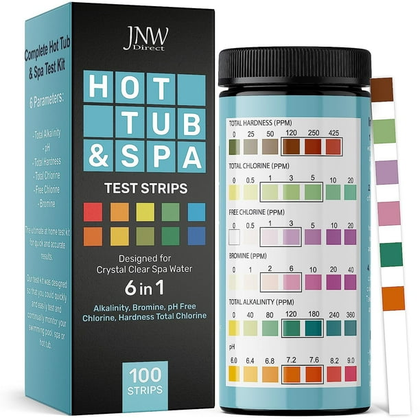 JNW Direct Hot Tub Test Strips 6in1 Quick & Accurate Spa Test Strips