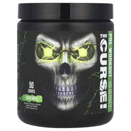 JNX Sports® The Curse Pre Workout Powder Green Apple Pre Workout Mix for Energy and Focus, 50 Serves