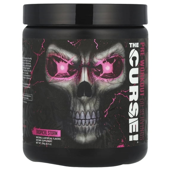 JNX Sports The Curse Pre Workout Powder Tropical Storm Pre Workout Mix for Energy and Focus, 50 Serves