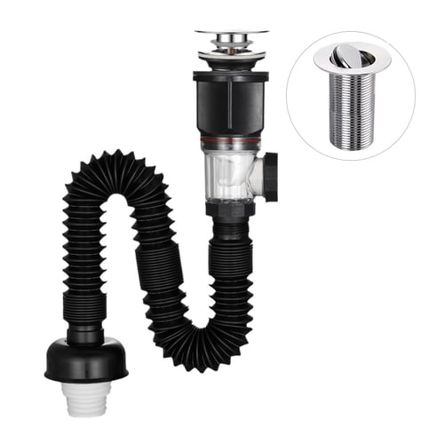 JNXYL Bathroom Sink Drain Kit with Flexible Expandable P-Trap Leak ...