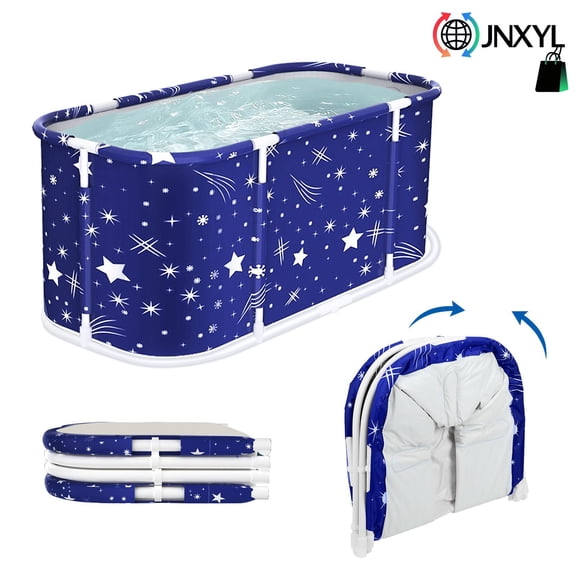 JNXYL Foldable Bathtub for Adult Kids, Portable Family Bath Tub for Ice Hot Bath(Blue)