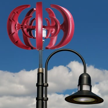 JNYSJ 4500W Wind Turbines Generator, 5 Blades12V Vertical Axis Wind Turbines Generator Kit for Home Hybrids Streetlight Use, Electromagnetic Electricity Producer Equipment,Red