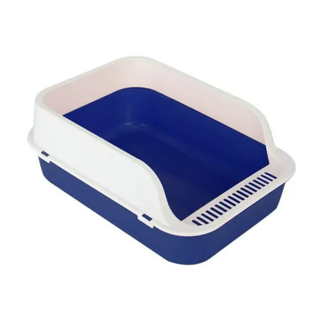 JNZHUA SemiEnclosed HighSided Kitty Litter Pan for Cats Spacious