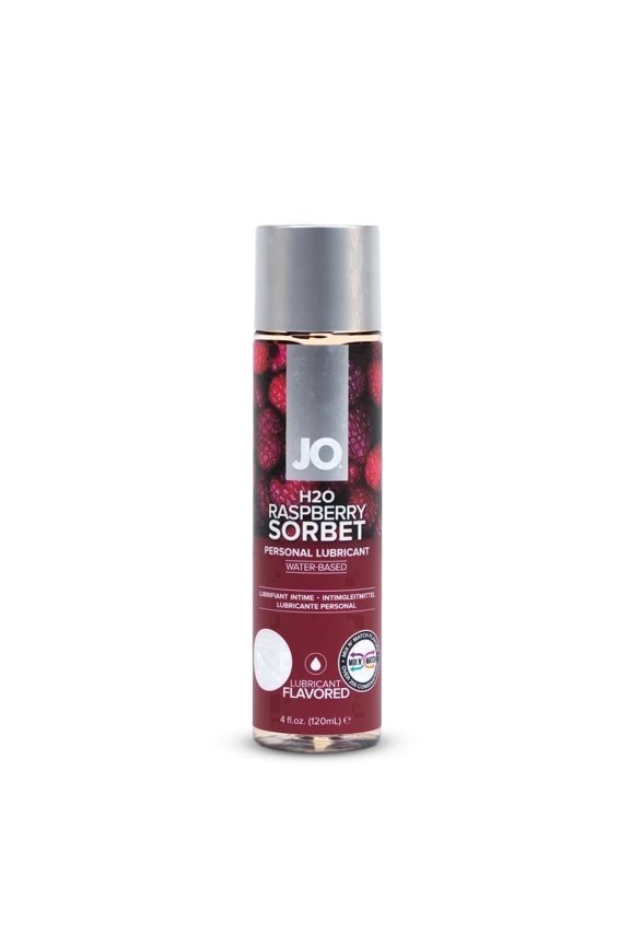 H2O Water-Based Personal Lubricant, Smooth and Sugar-Free Edible Lube, Raspberry Sorbet, 4 fl oz