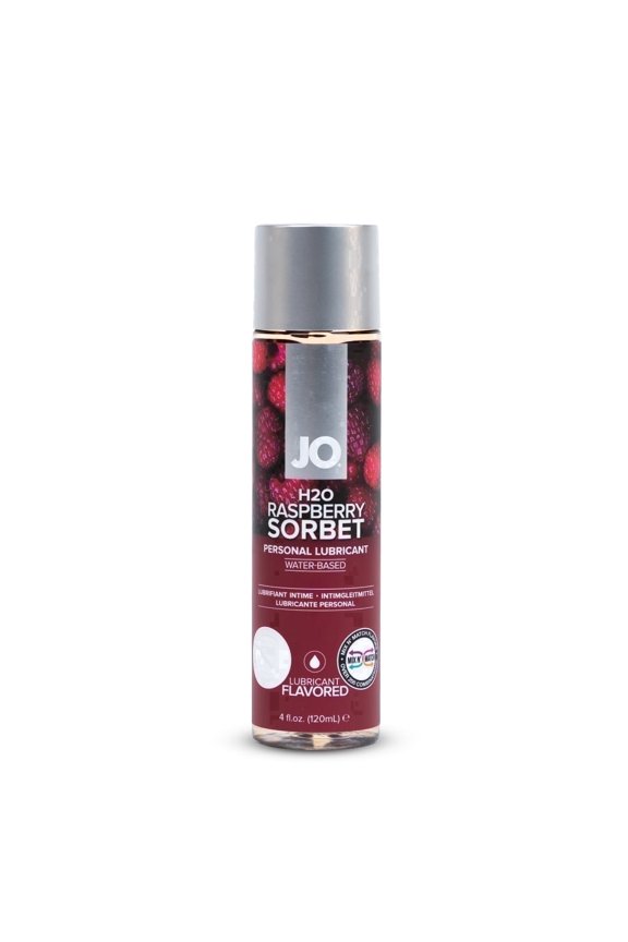 H2O Water-Based Personal Lubricant, Smooth and Sugar-Free Edible Lube, Raspberry Sorbet, 4 fl oz