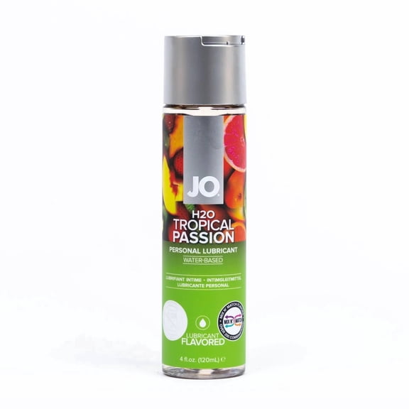 JO H2O Water-Based Personal Lubricant, Smooth and Sugar-Free Edible Lube, Tropical Passion, 4 fl oz