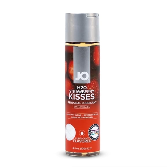 JO H2O Water-Based Personal Lubricant, Smooth and Sugar-Free Edible Lube, Strawberry Kisses, 4 fl oz