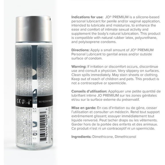 JO Silicone-Based Personal Lubricant, Long Lasting and Water-Resistant Lube with Vitamin E, 8 fl oz