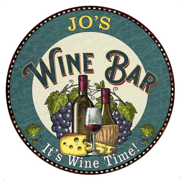 JO'S Wine Bar 14" Round Green Metal Sign Wall Decor 100140043004