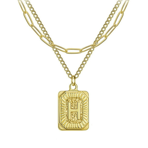 JO WISDOM 14K Plated Gold Initial Necklaces for Women Men,Alphabet Necklace,Gold Letter Necklaces 26 Capital A-Z Letter Pendant Necklaces for Women,Square Necklace For Her Initial Necklaces