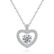 JO WISDOM 18 White Gold Plated Silver Heart Pendent Necklace With 3A Cubic Zirconia Jewelry for Women