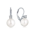 thumbnail image 1 of JO WISDOM 925 Sterling Silver Cubic Zirconia Freshwater Cultured Pearl Drop & Dangle Leverback Earrings, 1 of 9