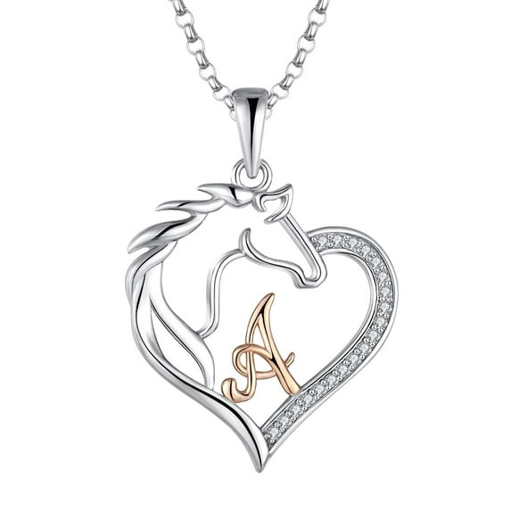 JO WISDOM 925 Sterling Silver Cubic Zirconia Horse Heart Pendant Necklace Women Jewelry