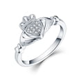 thumbnail image 1 of JO WISDOM 925 Sterling Silver Cubic Zirconia Rose Gold Claddagh Heart Promise Rings for Her,Birthstone Rings For Women, 1 of 9