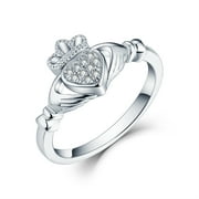 JO WISDOM 925 Sterling Silver Cubic Zirconia Rose Gold Claddagh Heart Promise Rings for Her,Birthstone Rings For Women