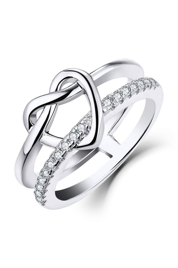 925 Sterling Silver Infinity Love Knot Heart Promise Ring for Her