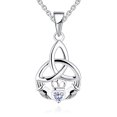 thumbnail image 1 of JO WISDOM 925 Sterling Silver Irish Celtic  Knot  Heart Claddagh Pendant Necklace With Birthstones Jewelry For Women, 1 of 7