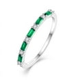 thumbnail image 1 of JO WISDOM 925 Sterling Silver Wedding Band for Women Thin Stacking Ring Half Cubic Zirconia Eternity Engagement Ring Size 6,May Birthstone Emerald Color, 1 of 7