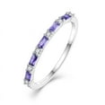 thumbnail image 1 of JO WISDOM 925 Sterling Silver Wedding Band for Women Thin Stacking Ring Half Cubic Zirconia Eternity Engagement Ring Size 7,February Birthstone Amethyst Color, 1 of 9