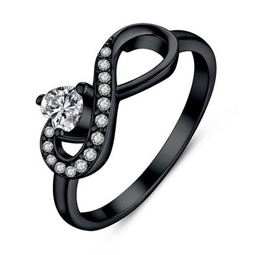 JO WISDOM Celtic Knot Ring For Women - 925 Sterling Silver With Heart Cut Cubic Zirconia, 18K White Gold Plated, Size 8