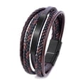 thumbnail image 1 of JO WISDOM Men's Magnetic Steel Strip Buckle Bracelet, Men's Woven Leather Cuff Bracelet, Leather Bracelet, Bohemian Cuff Bracelet, Handmade Spliced Bracelet, Multi layered Men's Bracelet, 1 of 4