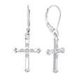 thumbnail image 1 of JO WISDOM Women Infinity Cross Earrings,925 Sterling Silver Leverback Crucifix Cross Dangle & Drop Earrings with 5A Cubic Zirconia,Jesus Jewelry for Women, 1 of 6