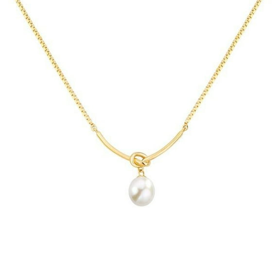 JO WISDOM Women's Twisted Pearl Pendant Necklace,Simple White Pearl Necklace,Cute Pearl Thin Chain Necklace,Elegant Pearl Necklace,Wedding Jewelry Gift
