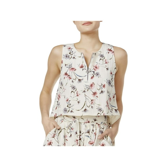 JOA Womens Open Back Floral Printed Crop Top