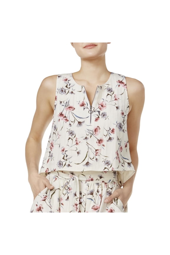 JOA Womens Open Back Floral Printed Crop Top