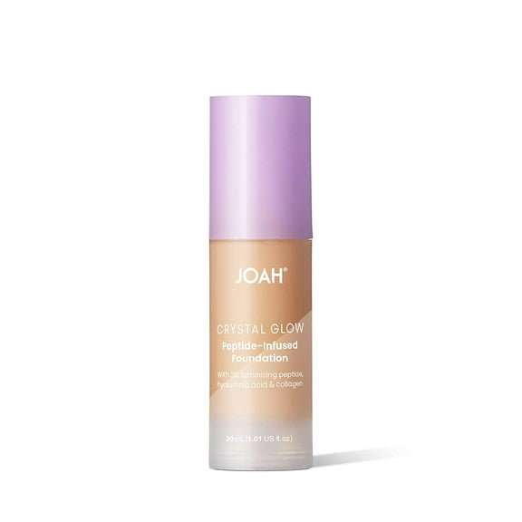 JOAH Crystal Glow Peptide-Infused Foundation Multitasking Korean Makeup Foundation with Blurring Face Primer Luminizer Hydration & Skin Defense for a Flawless Finish Light Warm